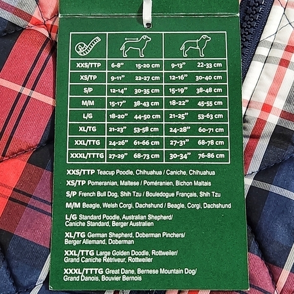 Nwt Humane Society Navy Blue and Red Plaid Quilted Pet Jacket size XL - Picture 8 of 10